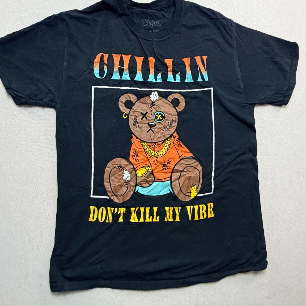 Eighty Eight Brand Graphic T-Shirt Men Medium Black Excellent Chillin Bear Tee